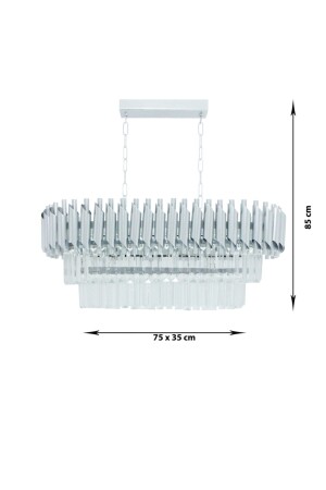 Avizade Roza Gümüş 75x35 Cm Lik Kristal Taşlı Lüks Avize YGK32 - 5