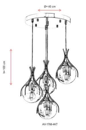 Avonnı Av-60161-4kt verchromter moderner Kronleuchter, E27, Metall, Glas, 40 cm AV-60161-4KT - 6