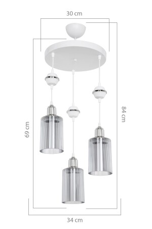 Axes White Globe Chrom 3-teiliger Kronleuchter mit Rauchglas MNG. 5226 - 7