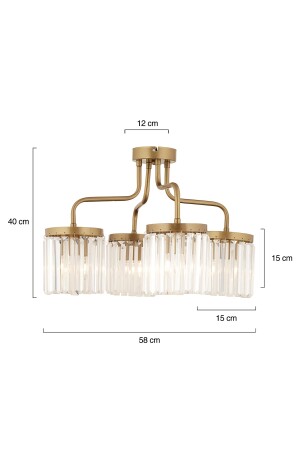 Ayan 4-teiliger Wohnzimmer-Kronleuchter aus Trommelkristall und Stein, modernes Design, Kristall, 3554-04-FR - 9