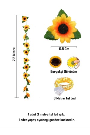 Ayçiçeği Işıklı Ayçiçeği Yapay Sarmaşık - 4