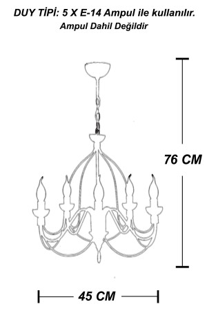 Aydınlatma Calista 5 Li Kasa Siyah Gold Avize 605 0324 51 099 - 6