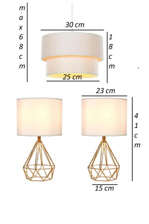 Aydınlatma Seti Tardu Salon Avize, Hol Avize Mutfak Avize 2 Adet Masa Abajur SET TARDU - 4