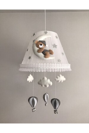 Baby Kinderzimmer Kronleuchter Kaffee Grau Outfit Teddybär Wolke Grau Kaffee mit Ballon, Teddybär, grauer Ballon - 6