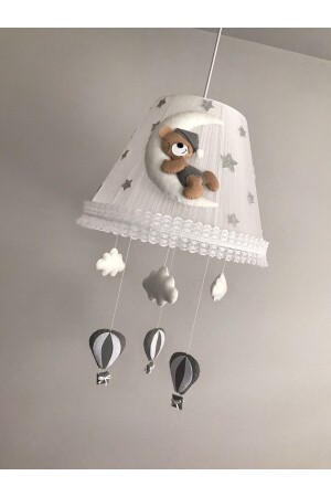 Baby Kinderzimmer Kronleuchter Kaffee Grau Outfit Teddybär Wolke Grau Kaffee mit Ballon, Teddybär, grauer Ballon - 7