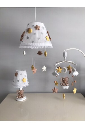 Baby Kinderzimmer Kronleuchter Lampenschirm Mobile Set Elefant Kaffee Gelb Creme Filkahveset - 8