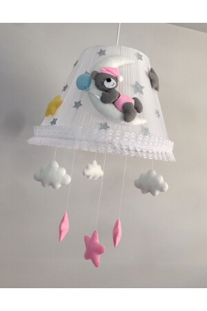 Baby-Kronleuchter und Lampenschirm für Kinderzimmer, Teddybär mit Ballon, rosa, blau, gelb, Teddybär, rosa, blau, gelb - 6