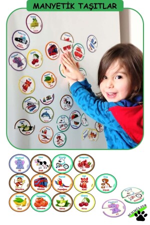 Baby Manyetik Puzzle 2'li Magnet Puzzle - Hayvanlar-meyveler-taşıtlar - 4