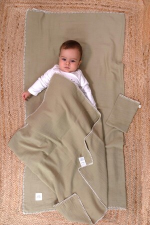 Baby-Musselin-Windelhülle und Beutel-Set, Bio-Baumwolle, 120 cm, Khaki, 420UNP - 5