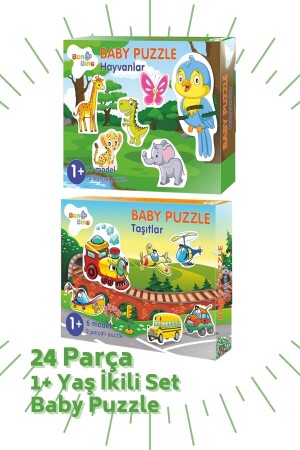 Baby Puzzle 2’li Set 24 Parça, 1 Yaş, Hayvanlar Ve Taşıtlar BON80028019 - 4