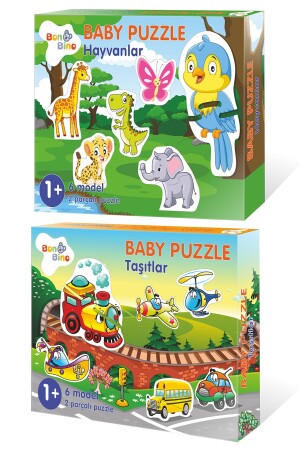 Baby Puzzle 2’li Set 24 Parça, 1 Yaş, Hayvanlar Ve Taşıtlar BON80028019 - 6