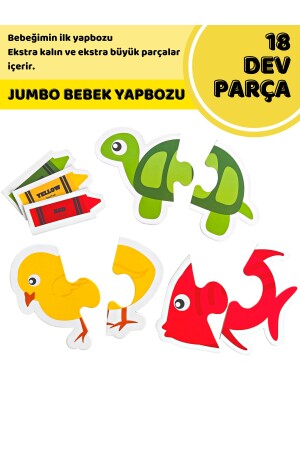 Baby Puzzle Renkli Hayvanlar Baby Puzzle | 18 Parça | Crayon Eşleştirme baby01 - 5