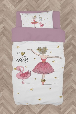 BABY- UND KINDERZIMMER Bettbezug-Set mit rosa Ballerina- und Schwanenmuster - 2