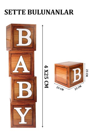 Babyparty-Dekorationsbox-Set aus Holzmaserung mit der Aufschrift „Baby“. - 4