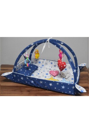 Babyspielmatte und Kinderbereich aus Baumwolle, Marineblau - 3