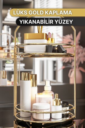 Badezimmer-Organizer, 2 Etagen, 40 cm, Gold, Luxus-Organizer, Organizer, Badezimmer-Regal, Shampoo-Halter, dekorativ - 5