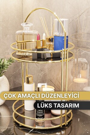 Badezimmer-Organizer, 2 Etagen, 40 cm, Gold, Luxus-Organizer, Organizer, Badezimmer-Regal, Shampoo-Halter, dekorativ - 7