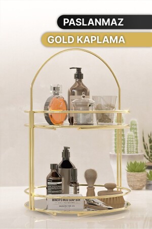 Badezimmer-Organizer, 2 Etagen, 40 cm, Gold, Luxus-Organizer, Organizer, Badezimmer-Regal, Shampoo-Halter, dekorativ - 8