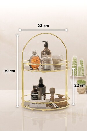 Badezimmer-Organizer, 2 Etagen, 40 cm, Gold, Luxus-Organizer, Organizer, Badezimmer-Regal, Shampoo-Halter, dekorativ - 10