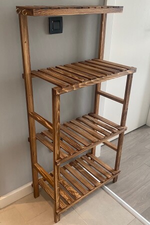 Badezimmer-Organizer aus Holz mit 4 Ebenen, Badezimmerregal, Handtuchhalter, Mob182 hd663 - 5