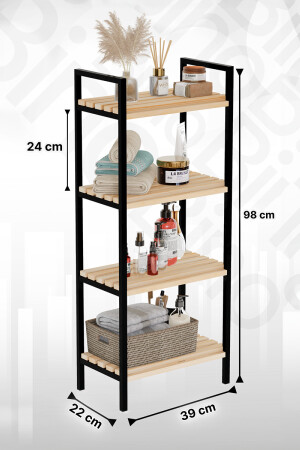 Badezimmer-Organizer, Küchenregal, Badezimmerschrank, Mehrzweckschrank, 4 Etagen, Metall, Küchen-Organizer, BinoGold646 - 9