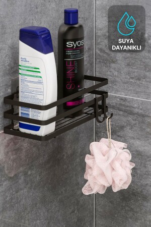 Badezimmer-Organizer, Shampoo-Halter, Seifenschale, 1 Stück, selbstklebender Duschregal-Organizer mit 2 Kleiderbügeln - 9