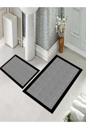 Badezimmerset mit Digitaldruck, rutschfest, waschbar, wasserabsorbierend, Mohair-Muster, Badematte ORİ7022-BATHROOM - 2