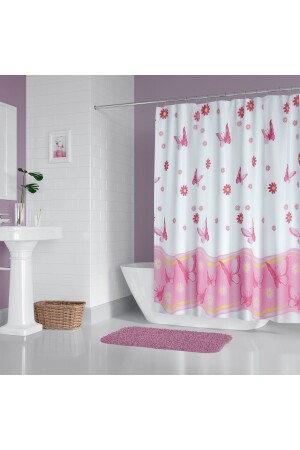 Badezimmervorhang 1x240x200 Einzelflügel-Duschvorhang mit Ring Geschenk 6020 Pink BAPJAC6020PM240 - 2