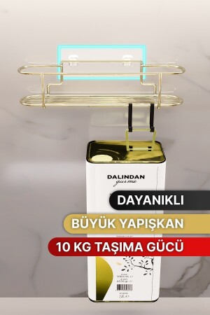 Baharatlık Lüks Metal Gold Mutfak Rafı Banyo Rafı Yapışkanlı Kancalı Şık Tasarım Tuzluk Askılık TYC00739490379 - 6