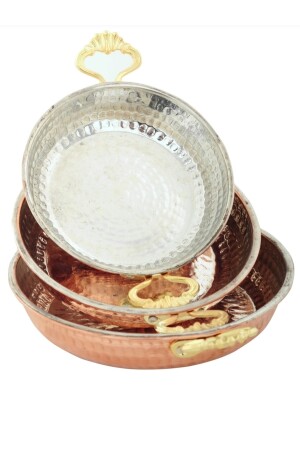 Bakir Çaydanlık & (3) Lu Bakir Tava Komple Set ,hediye Cmradaavm01 TYC00533753020 - 5