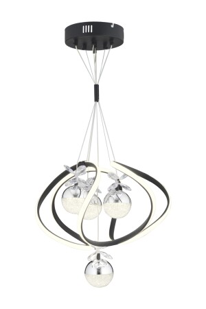 Balca 4-teiliger LED-Kronleuchter in Schwarz, Chrom, 3 Farben, 50 Watt, modern, für Wohnzimmer, Flur, Halle, 4044-04-BL-CH - 4