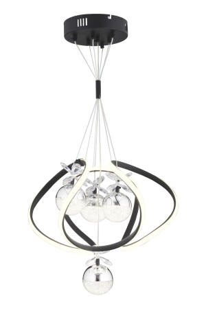 Balca 4-teiliger LED-Kronleuchter in Schwarz, Chrom, 3 Farben, 50 Watt, modern, für Wohnzimmer, Flur, Halle, 4044-04-BL-CH - 5