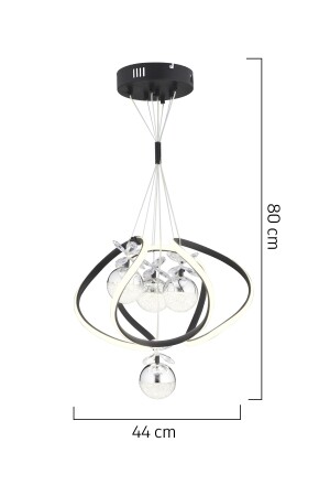 Balca 4-teiliger LED-Kronleuchter in Schwarz, Chrom, 3 Farben, 50 Watt, modern, für Wohnzimmer, Flur, Halle, 4044-04-BL-CH - 7