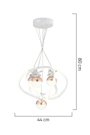 Balca 4'lü Beyaz Bakır 3 Renkli 50 Watt Ledli Modern Oturma Odası, Koridor, Salon Led Avize 4044-04-WH-CU - 7