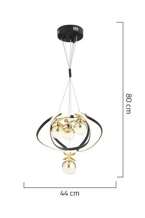 Balca 4'lü Siyah Gold 3 Renkli 50 Watt Ledli Modern Oturma Odası, Koridor, Salon Led Avize 4044-04-BL-GL - 7