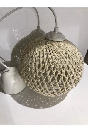 Balle Cremefarbene Pendelleuchte, Ball-Kronleuchter, weißes Kabel - 4