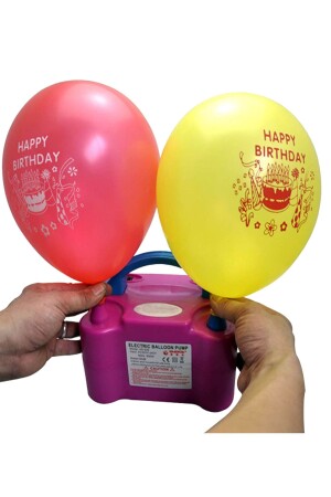 Ballonaufblasmaschine mit doppeltem Ausgang – elektrische Ballonpumpe 73005, rosa, blau - 6