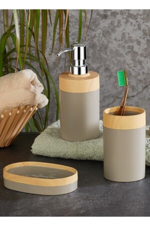 Bambu Desenli Yuvarlak 5'li Banyo Seti FT29008 - 6