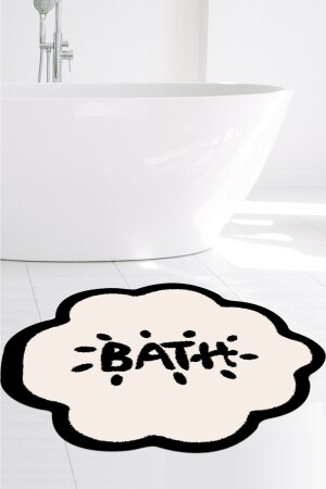 Banyo Paspası, Bath Yazılı, 80cmx80cm, Yuvarlak, Kaymaz Taban Halı bath8003 - 3