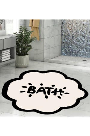 Banyo Paspası, Bath Yazılı, 80cmx80cm, Yuvarlak, Kaymaz Taban Halı bath8003 - 4