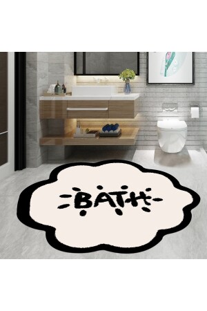 Banyo Paspası, Bath Yazılı, 80cmx80cm, Yuvarlak, Kaymaz Taban Halı bath8003 - 5