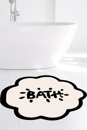 Banyo Paspası, Bath Yazılı, 80cmx80cm, Yuvarlak, Kaymaz Taban Halı bath8003 - 2