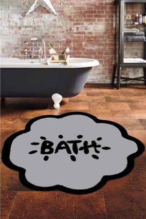 Banyo Paspası, Bath Yazılı, 80cmx80cm, Yuvarlak, Kaymaz Taban Halı bath8003 - 5