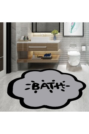 Banyo Paspası, Bath Yazılı, 80cmx80cm, Yuvarlak, Kaymaz Taban Halı bath8003 - 2