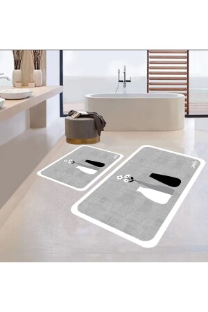 Banyo Paspası- Kaymaz Taban- Çiçek Desenli- Klozet Takımı- Dekoratif Paspas- Hediyelik- Çeyizlik - 5