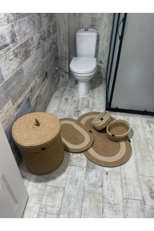 Banyo Takımı -Banyo Seti -Kirli Sepeti -Paspas Takımı -Oval Sepet -Çamaşır Sepeti -Dekor banyoseti - 4