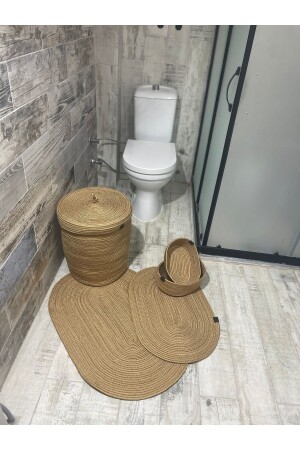 Banyo Takımı -Banyo Seti -Kirli Sepeti -Paspas Takımı -Oval Sepet -Çamaşır Sepeti -Dekor banyoseti - 5