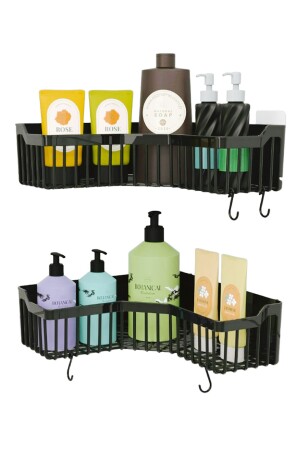 Banyor Eck-Badezimmerregal zum Selbstkleben – 2-teiliger Badezimmer-Organizer – Duschregal-Organizer, Shampoo-Halter – Kunststoff - 2