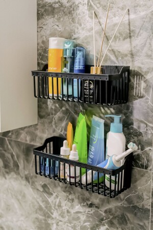 BANYOR selbstklebender Innenschrank-Organizer – 2-teiliger Küchen-/Duschregal-Organizer, Shampoo-Halter – Kunststoff - 9