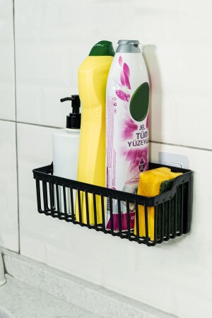 Banyor Yapışkanlı Banyo Rafı- 2'li Banyo Düzenleyici- Duş Rafı Organizer Şampuanlık- Plastik - 6